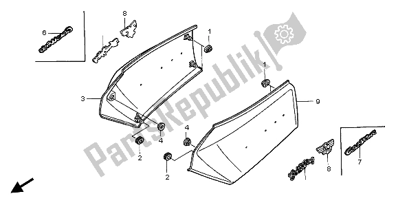 All parts for the Side Cover of the Honda GL 1500 SE 1999