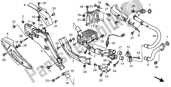 All parts for the Exhaust Muffler of the Honda XL 700V Transalp 2009