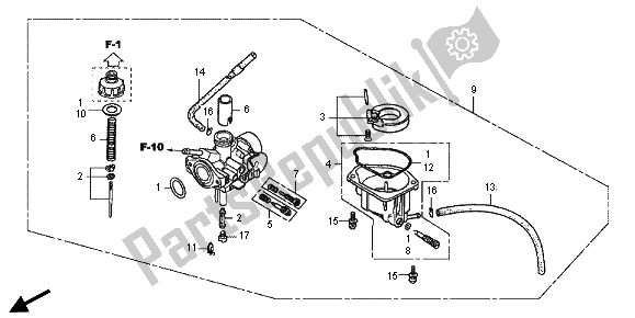 All parts for the Carburetor of the Honda CRF 50F 2014