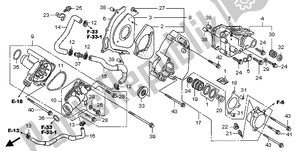 All parts for the Left Rear Cover & Water Pump of the Honda CB 1300 SA 2008