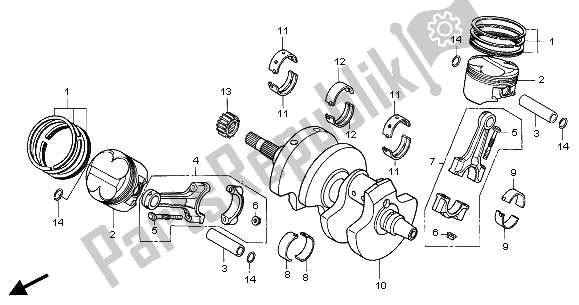 All parts for the Crankshaft & Piston of the Honda VFR 800 FI 2001