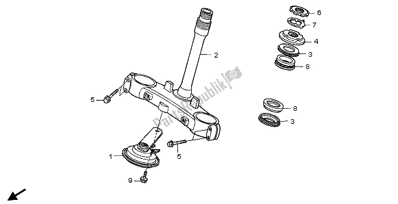 All parts for the Steering Stem of the Honda RVF 750R 1996