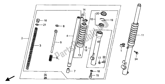 Tutte le parti per il Forcella Anteriore del Honda XR 80R 1991