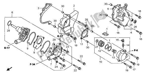 All parts for the Water Pump of the Honda CB 1000 RA 2011