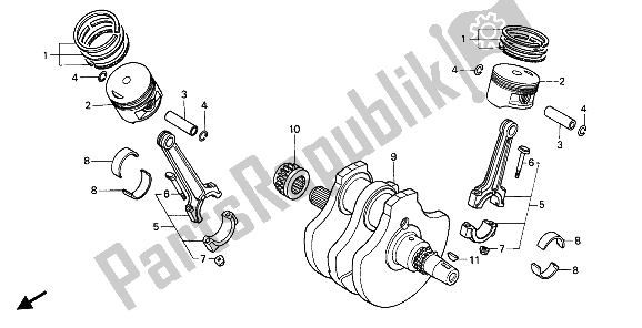 Tutte le parti per il Albero Motore E Pistone del Honda VT 600 CM 1991