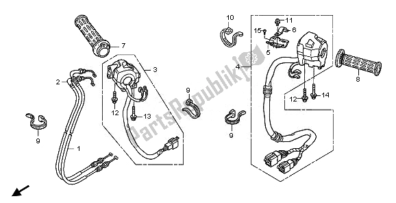 Alle onderdelen voor de Schakelaar & Kabel van de Honda ST 1300A 2010