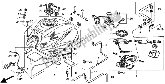 Alle onderdelen voor de Benzinetank van de Honda CBR 600F 2011