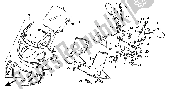 Tutte le parti per il Cappuccio Superiore del Honda NT 650V 2001