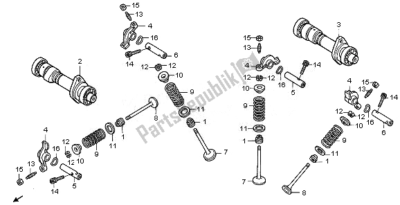 Toutes les pièces pour le Arbre à Cames Et Soupape du Honda VT 125C 2008