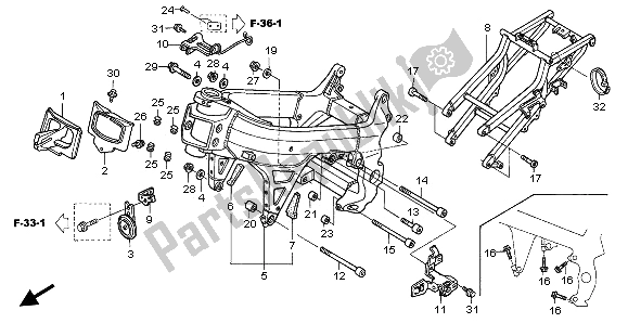 All parts for the Frame Body of the Honda VTR 1000 SP 2003