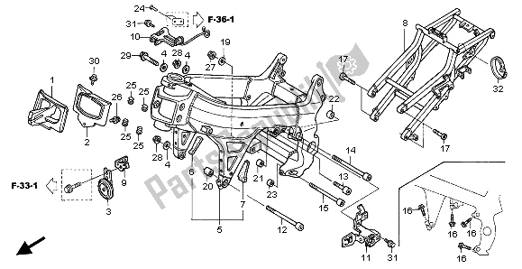 All parts for the Frame Body of the Honda VTR 1000 SP 2003