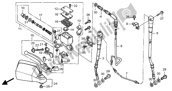 Alle onderdelen voor de Fr. Hoofdremcilinder van de Honda XRV 750 Africa Twin 2000