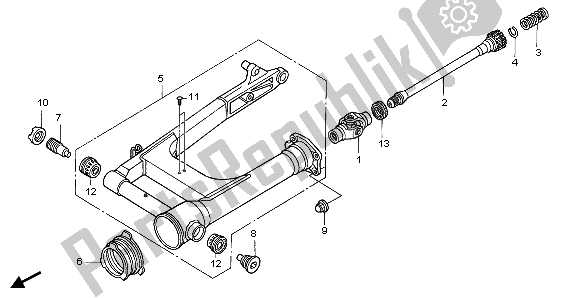 All parts for the Swingarm of the Honda VTX 1300S 2007