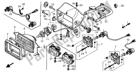 All parts for the Headlight of the Honda TRX 400 FW Fourtrax Foreman 2002