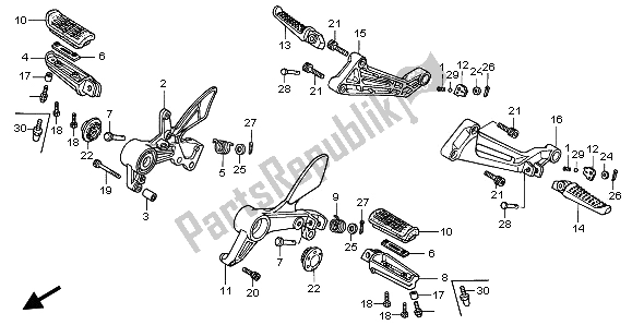 Toutes les pièces pour le étape du Honda VTR 1000F 2002