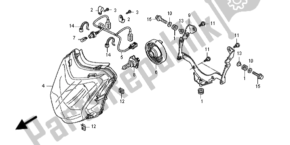 Alle onderdelen voor de Koplamp van de Honda NC 700 XA 2012