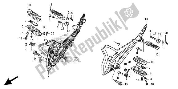 All parts for the Step of the Honda NC 700S 2012