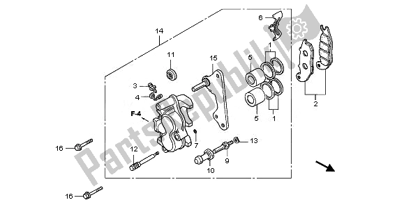 All parts for the Front Brake Caliper of the Honda ANF 125 2010