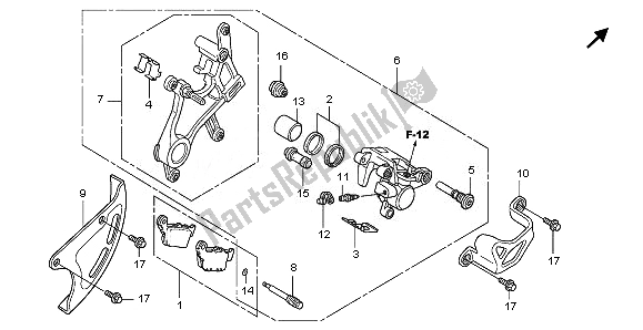 Alle onderdelen voor de Achter Remklauw van de Honda CRF 250X 2011