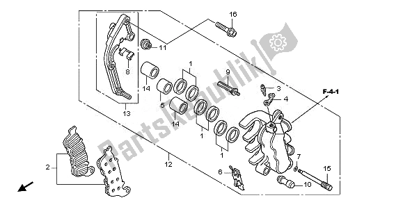 All parts for the L. Front Brake Caliper of the Honda CB 600 FA Hornet 2011
