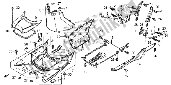 Todas las partes para Peldaño Y Bajo Cubierta de Honda SH 125 2013