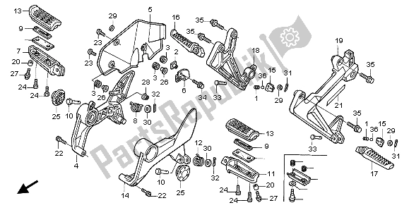 All parts for the Step of the Honda VFR 800 FI 1999