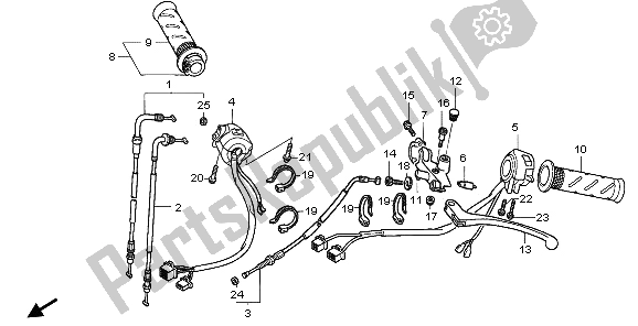 Todas las partes para Manejar Palanca E Interruptor Y Cable de Honda NT 700V 2006