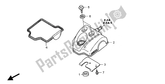 All parts for the Cylinder Head Cover of the Honda CRF 250R 2008