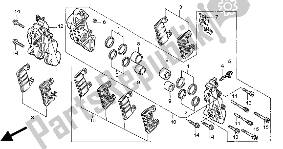 All parts for the Front Brake Caliper of the Honda CBR 600F 2000