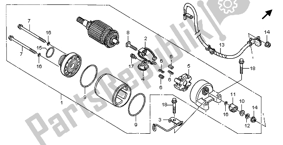 All parts for the Starting Motor of the Honda XL 700 VA Transalp 2009