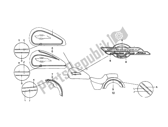 Todas las partes para Raya Y Marca (nh1k Negro) de Honda VT 1100C2 1996