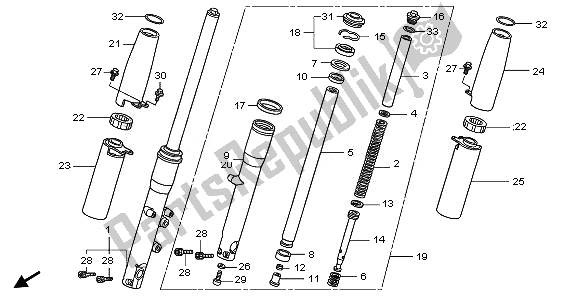 All parts for the Front Fork of the Honda VT 750 CA 2008