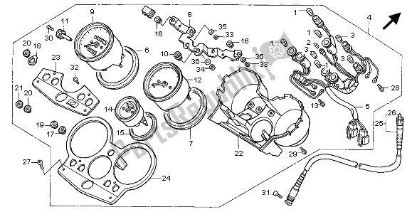 All parts for the Meter (kmh) of the Honda CB 1000F 1995