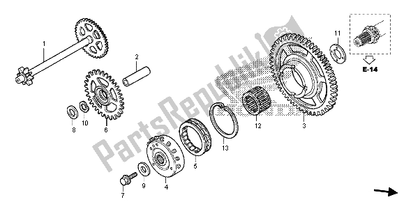 All parts for the Starting Clutch of the Honda CB 1000 RA 2013