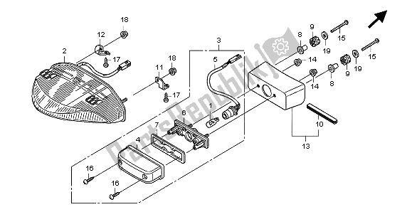 All parts for the Taillight of the Honda CB 600 FA Hornet 2007