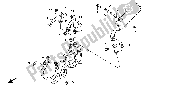 All parts for the Exhaust Muffler of the Honda VFR 800 FI 1999