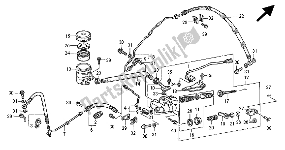 Wszystkie części do G?ówny Cylinder Hamulca Tylnego Honda GL 1500 SE 2000