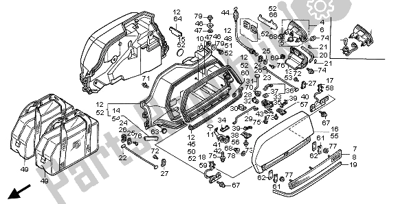 All parts for the Saddlebag of the Honda GL 1500A 1997