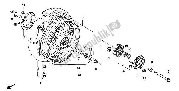 Todas las partes para Rueda Trasera de Honda CB 750 1992