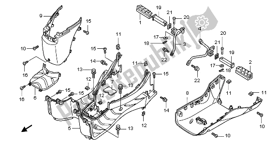 All parts for the Floor Step & Pillion Step of the Honda PES 125 2012
