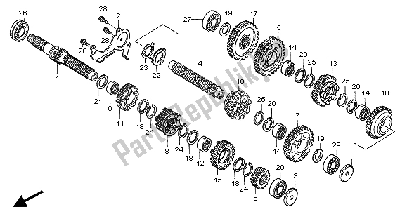 All parts for the Transmission of the Honda NT 650V 2004