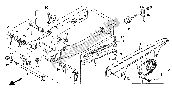 All parts for the Swingarm of the Honda CB 600F Hornet 2005