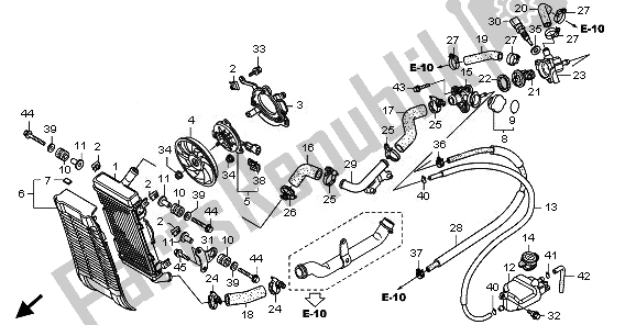 Alle onderdelen voor de Radiator van de Honda VT 1300 CXA 2010