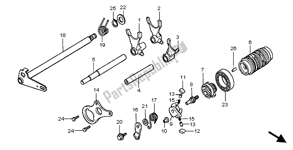 All parts for the Gearshift Drum of the Honda CR 80 RB LW 1996