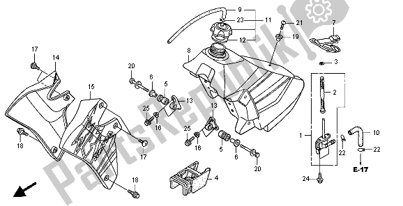 Alle onderdelen voor de Benzinetank van de Honda XR 650R 2004