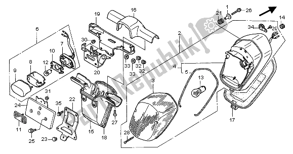 All parts for the Taillight of the Honda GL 1500C 2001
