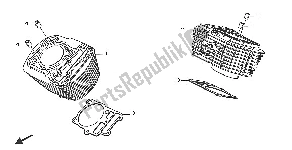 All parts for the Cylinder of the Honda VTX 1300S 2005