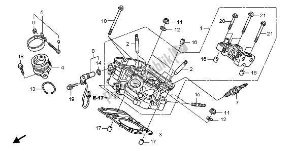 All parts for the Rear Cylinder Head of the Honda NSA 700A 2008