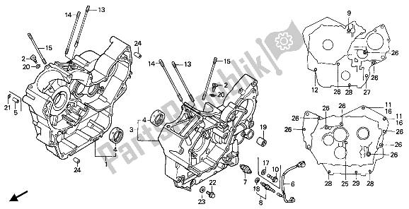 All parts for the Crankcase of the Honda NTV 650 1989