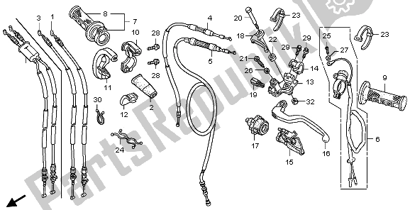 All parts for the Handle Lever & Switch & Cable of the Honda CRF 250R 2006